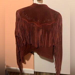 Brand new Idyllwind Red Leather Fringe Jacket